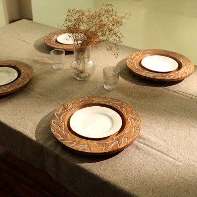Veyrona Atelier Wooden Serving Platter & Table Mat – 13" Eco-Friendly Charger Plate