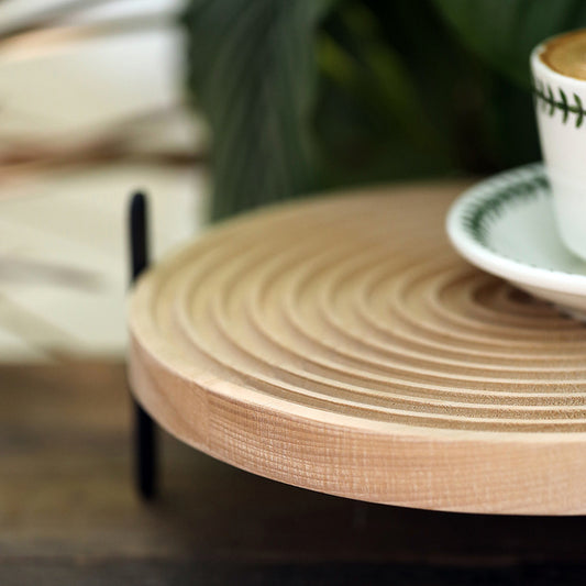 NordiTray – Round Beech Wood Grooved Wooden Tray - Tavira Store | A Luxario Labs Ltd Brand.