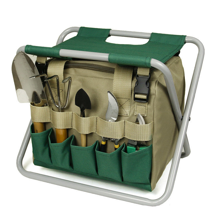 Garden Stool with Tool Tote – Folding, Portable Seat