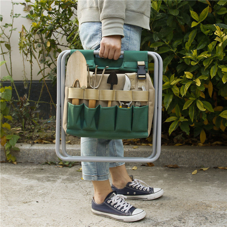 Garden Stool with Tool Tote – Folding, Portable Seat