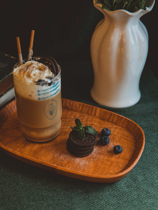 Twilight Tray – Japanese Hand-Carved Cherry Wood Decorative Tray - Tavira Store | A Luxario Labs Ltd Brand.