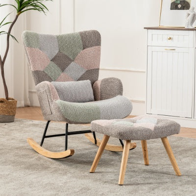 Solid Wood Fabric Rocking Chair
