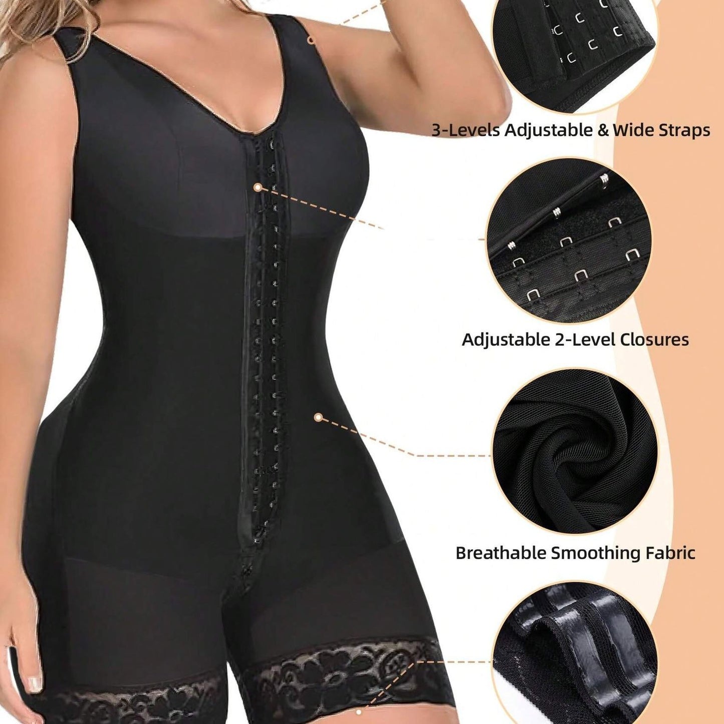 Faja Shapewear Wireless Chest Support & Adjustable Full-Body Shapewear – Hip Lifter Design