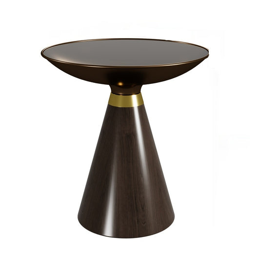 Renvaris Tempered Glass Round Side Table – Luxury Solid Wood & Modern Design - Tavira Store | A Luxario Labs Ltd Brand.