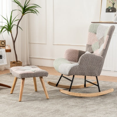 Solid Wood Fabric Rocking Chair