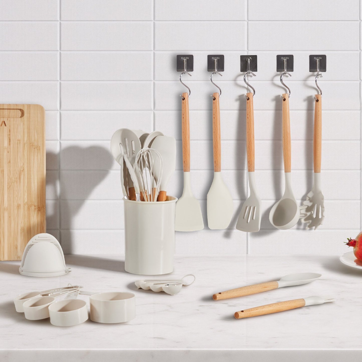 EliteChef 34 PCS Premium Silicone Kitchen Utensils Set – Heat Resistant Non-Stick Cooking Tools with Spatulas & Spoons