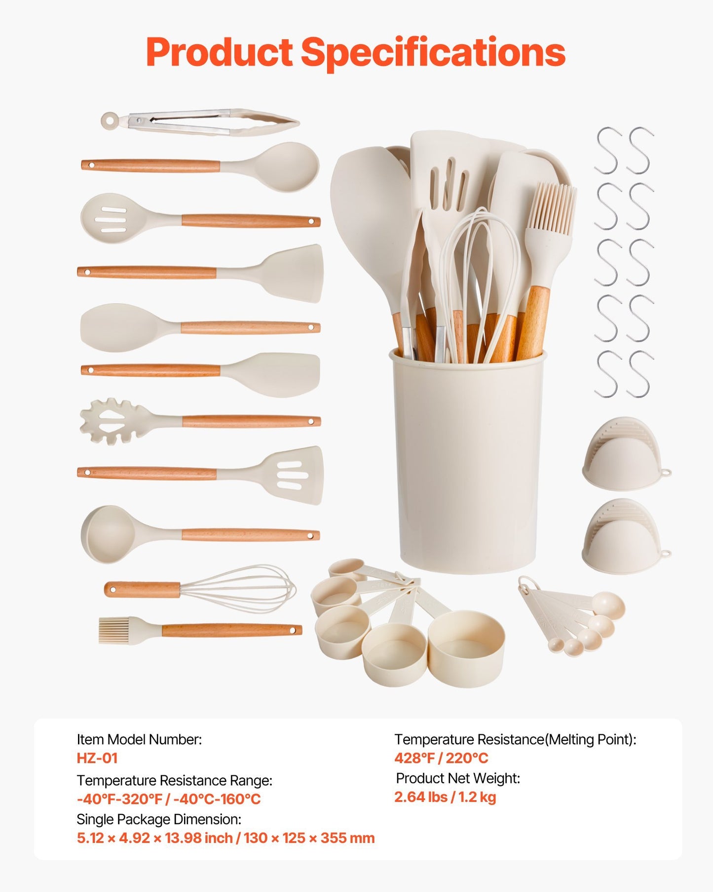 EliteChef 34 PCS Premium Silicone Kitchen Utensils Set – Heat Resistant Non-Stick Cooking Tools with Spatulas & Spoons