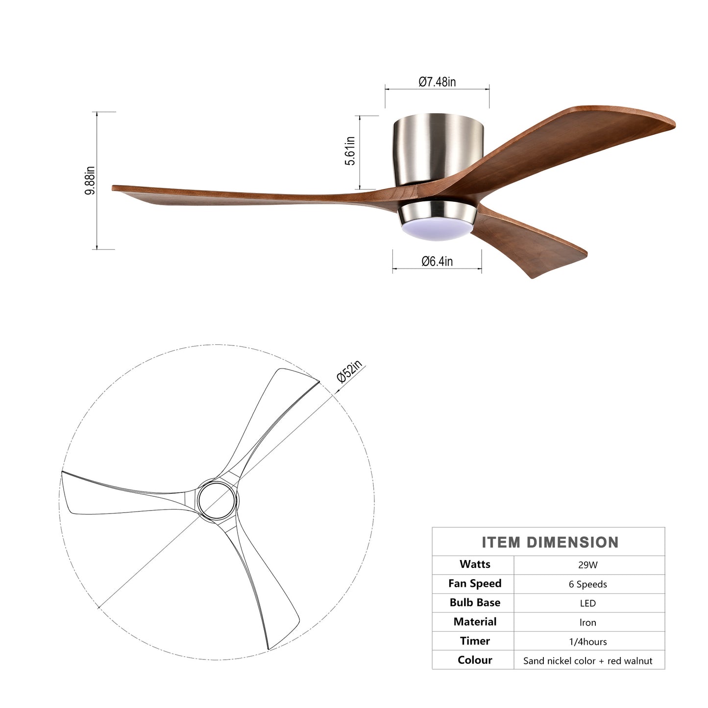 Luxury 6-Speed Remote Control Ceiling Fan with Lights