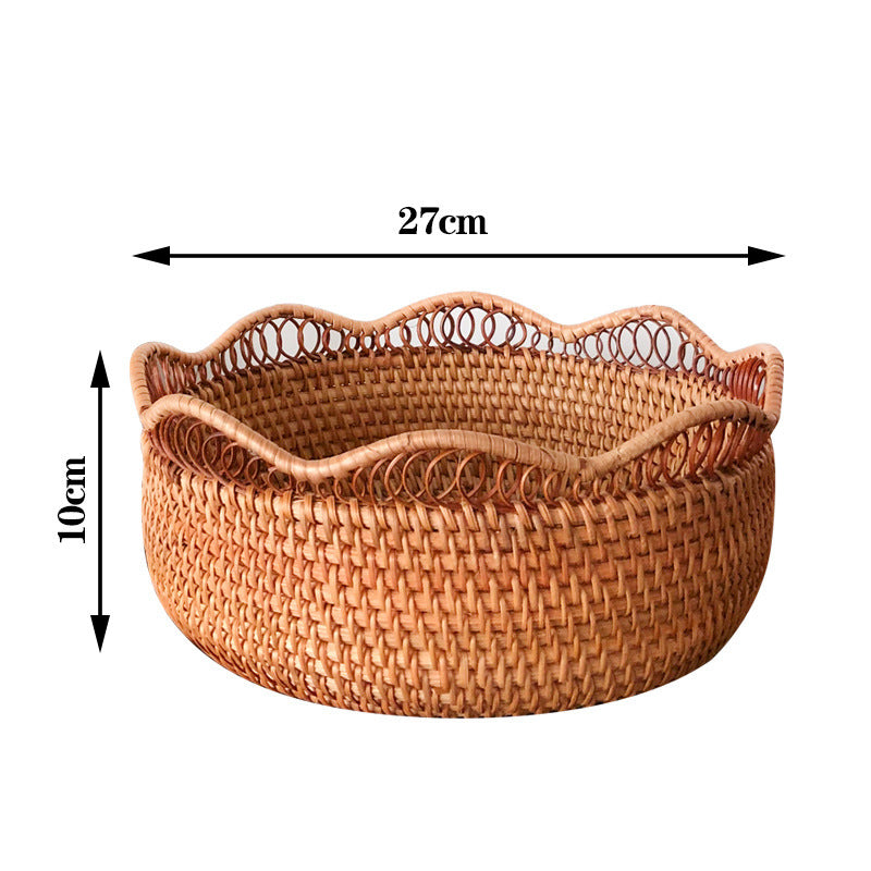 Rattan Home Modern Coffee Table Fruit Tray Snack Storage Box