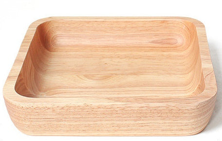 WoodSquare Japanese Rubber Wood Plate – Multi-Purpose Natural Serving Tray.