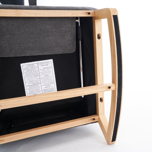 LuxeHaven Accent Rocking Chair with Footrest – High Back Rubber Wood Rocking Legs.