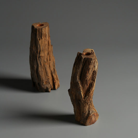 WoodElegance Flower Arrangement With Dead Wood Landscape Ornaments – Solid Wood Small Vase.