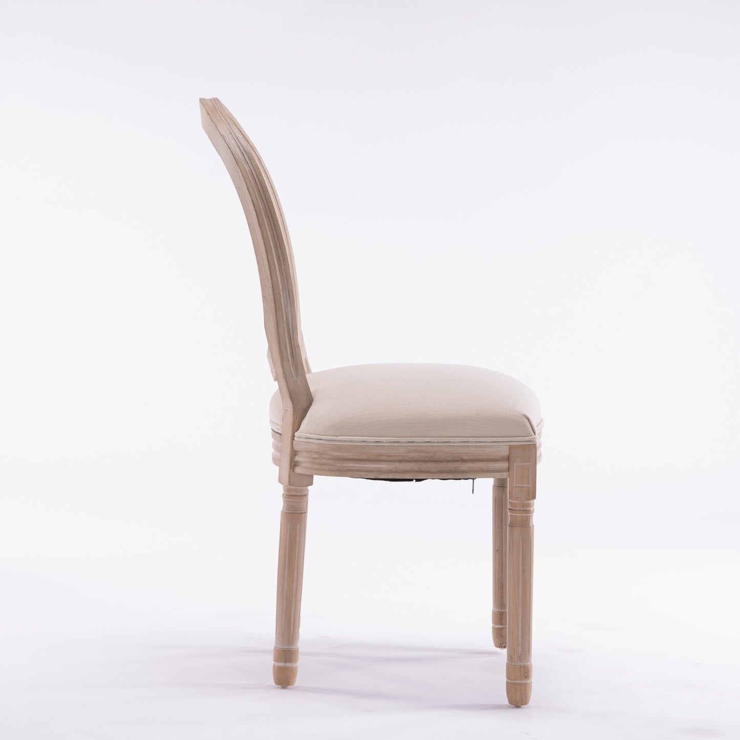 MaisonLuxe French Style Solid Wood Dining Chairs – Set of 2, Cream Linen & Rattan Back