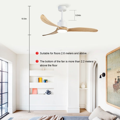 BreezeHome 52" Ceiling Fan with Dimmable LED Light & Remote Control