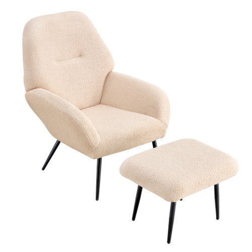 SHERPA COZY Single Sofa Chair – Modern Living Room & Balcony Leisure Seat, Soft Sherpa Fabric, White