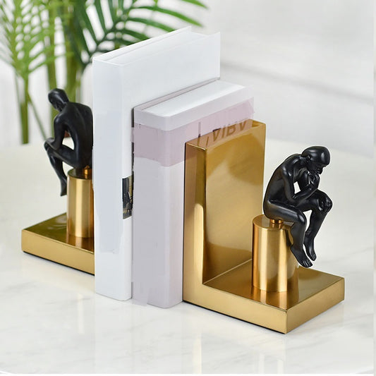 Orvian The Thinker Bookend – Electroplated Metal Geometric Ornament.