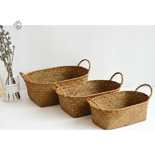 MarinaNest – Seagrass Woven Top Table Basket - Tavira Store | A Luxario Labs Ltd Brand.