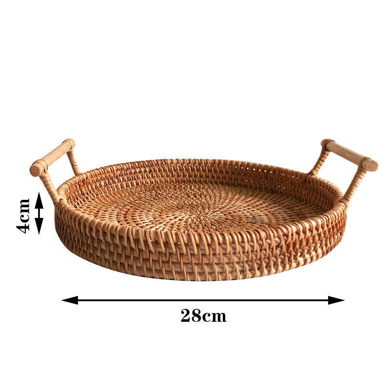 Rattan Home Modern Coffee Table Fruit Tray Snack Storage Box