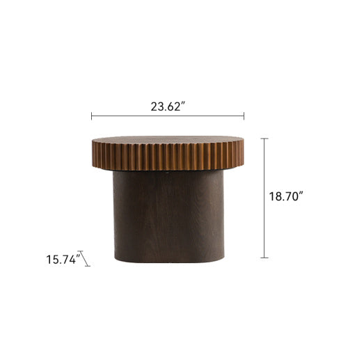 Handcraft Round Nesting Coffee Table Set Of 2, - Chic Wave Stripe