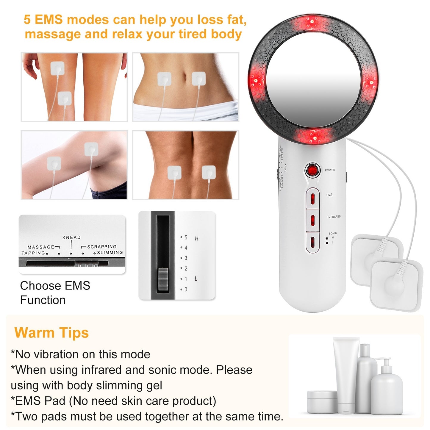 5 Mode Ultrasonic Body Shaping Device – EMS Infrared Massager for Slimming, Skin Care & Pain Relief