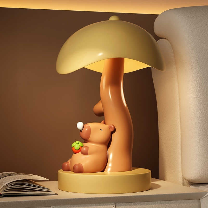 Capabala Cute Khaki Resin Table Lamp – Handmade Bedroom & Desktop Decorative Ornament