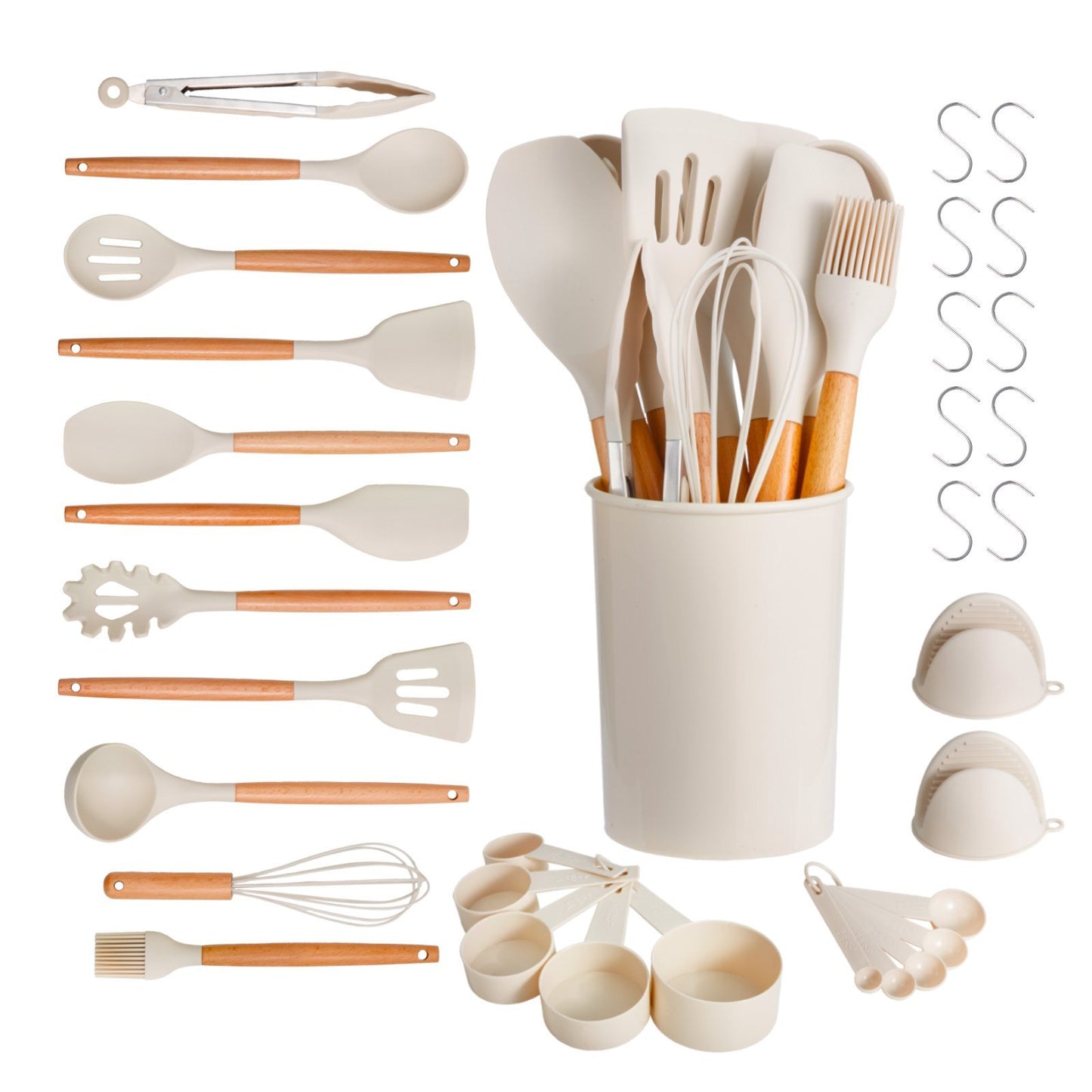 EliteChef 34 PCS Premium Silicone Kitchen Utensils Set – Heat Resistant Non-Stick Cooking Tools with Spatulas & Spoons