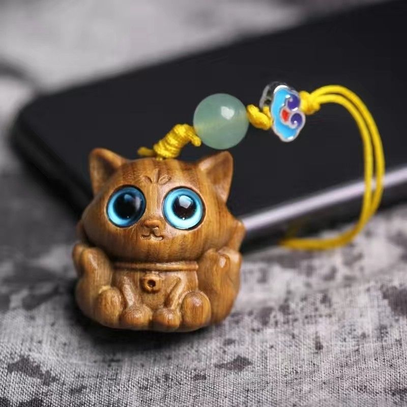 Handcrafted Sandalwood & Ebony Cat Figurines – Minimalist Wooden Animal Ornaments Collection