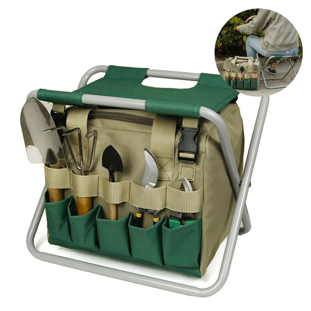 Garden Stool with Tool Tote – Folding, Portable Seat