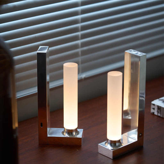 Luminora Long-Life LED Table Lamp & Bookend – Polished Aluminum & Acrylic, Type-C Rechargeable - Tavira Store | A Luxario Labs Ltd Brand.