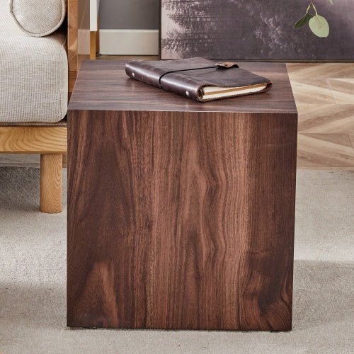 Ethan Rowe Walnut Wood Grain MDF Coffee Table – Luxurious Cube Accent for Living Room - Tavira Store | A Luxario Labs Ltd Brand.