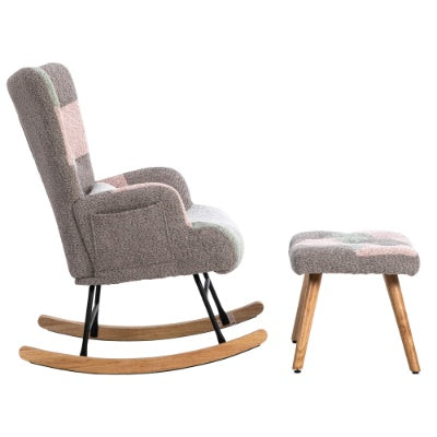 Solid Wood Fabric Rocking Chair