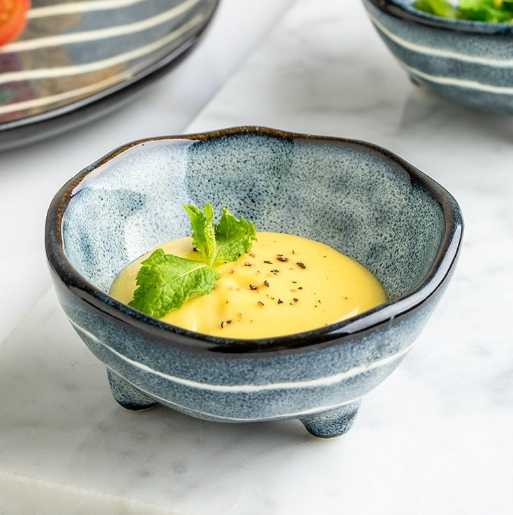 Porcevera Dish – Retro Porcelain Seasoning Dish with Colored Glaze Finish