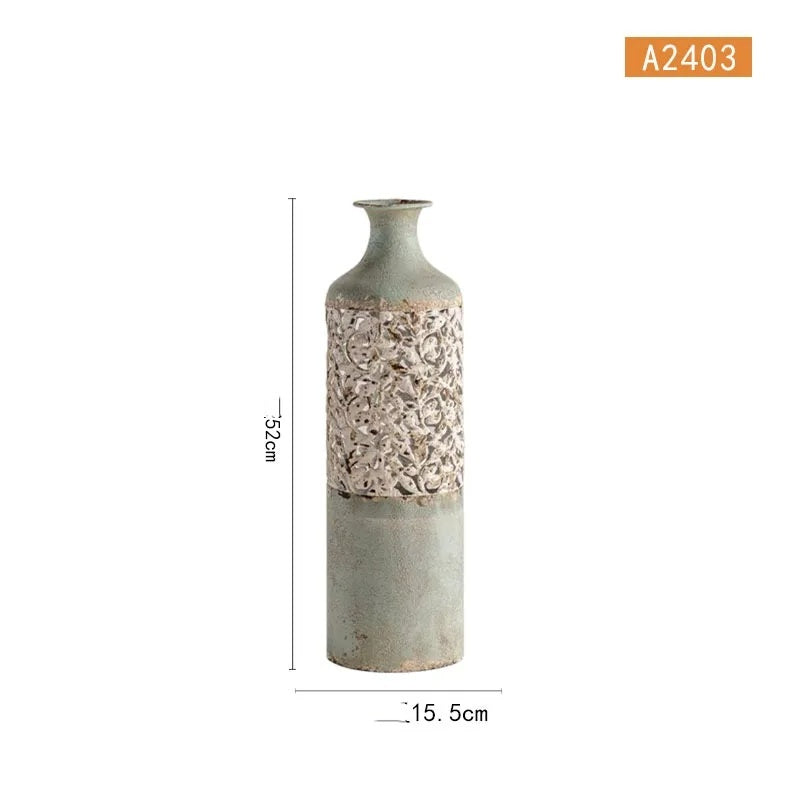 Artisano Pastoral Electroplated Metal Floor Vase – Retro Decorative Spray-Painted Vase for Flower Arrangements & Home Decor