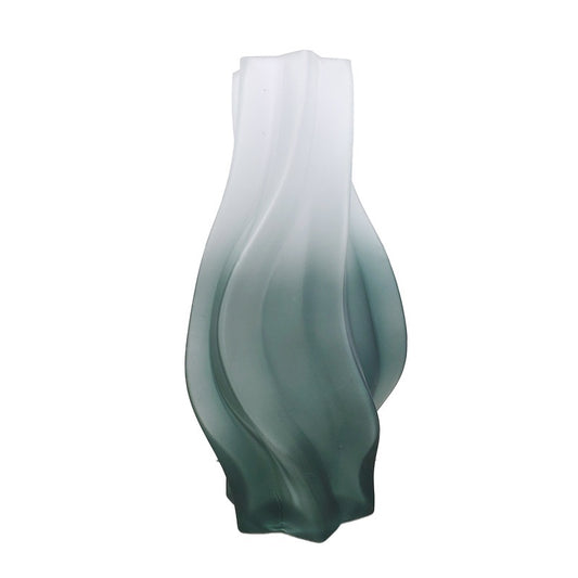 Averin Studio Modern Minimalist Small Whirlwind Porcelain Glass Vase – Decorative Painted Glass Flower Vase.