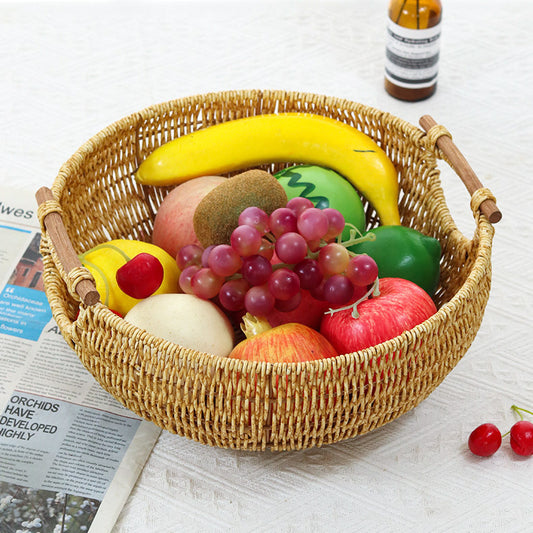 Eloria Vine Weaving Fruit Basket – Handcrafted Desktop Storage & Decorative Bowl - Tavira Store | A Luxario Labs Ltd Brand.