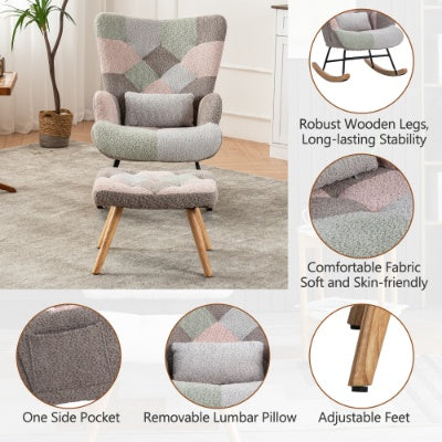 Solid Wood Fabric Rocking Chair