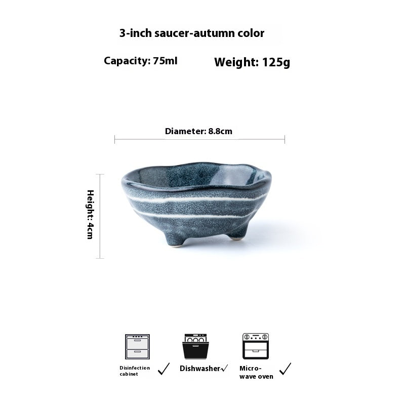 Porcevera Dish – Retro Porcelain Seasoning Dish with Colored Glaze Finish
