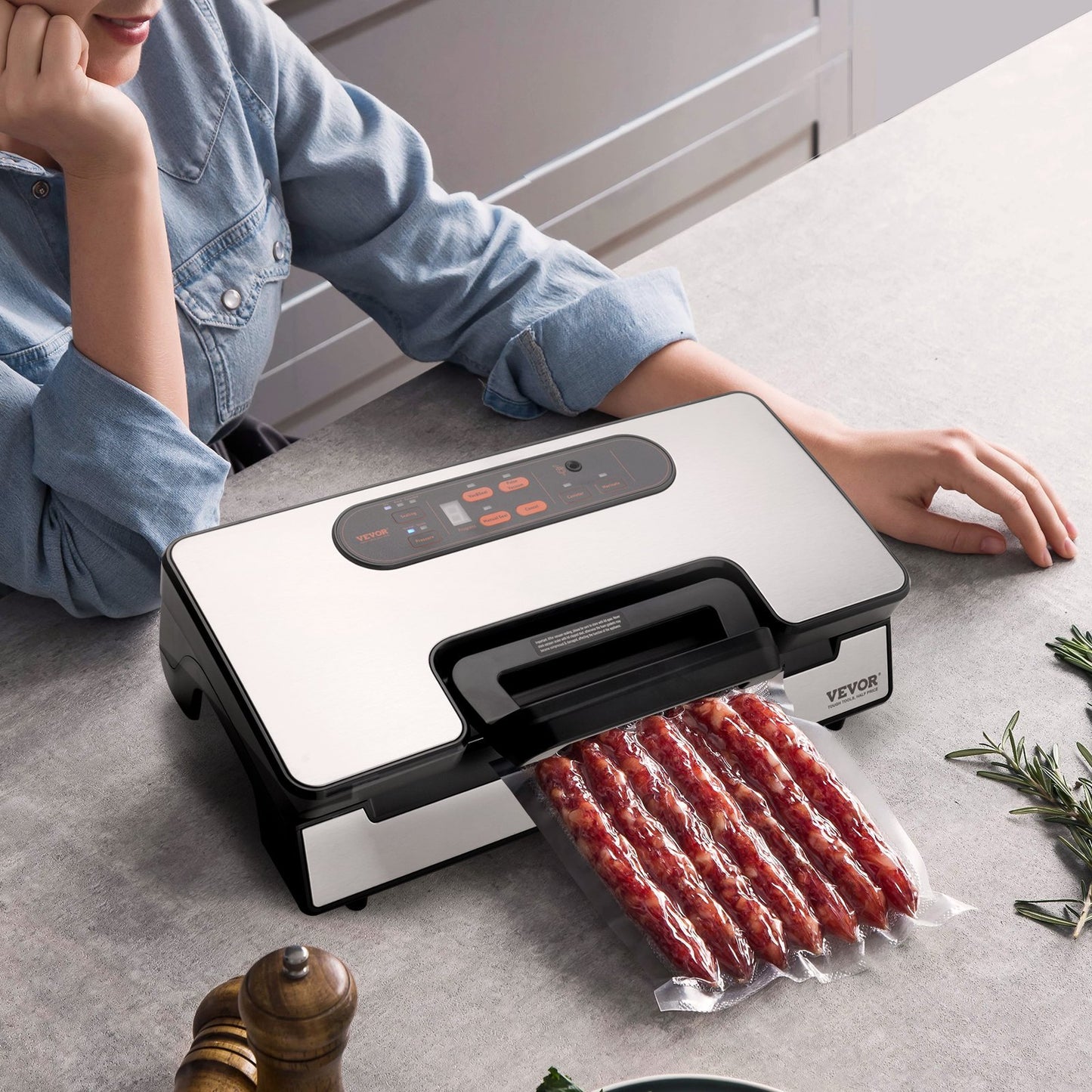 Vevor Vacuum Sealer Machine – Powerful Dual Pump, Dry & Moist Food Storage, Automatic & Manual Air Sealing with Cutter & Bags