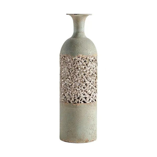 Artisano Pastoral Electroplated Metal Floor Vase – Retro Decorative Spray-Painted Vase for Flower Arrangements & Home Decor
