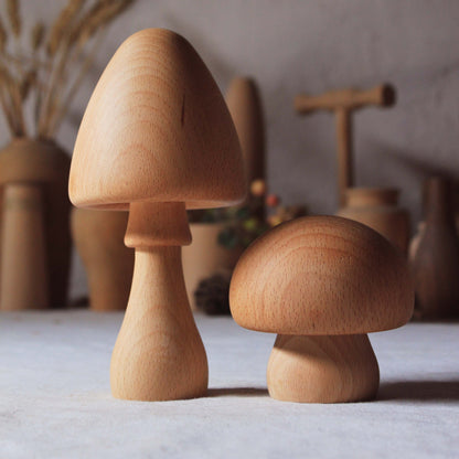MushGlow Solid Wood Mushroom-Shaped Rechargeable Night Light – Push Control Wooden LED Lamp