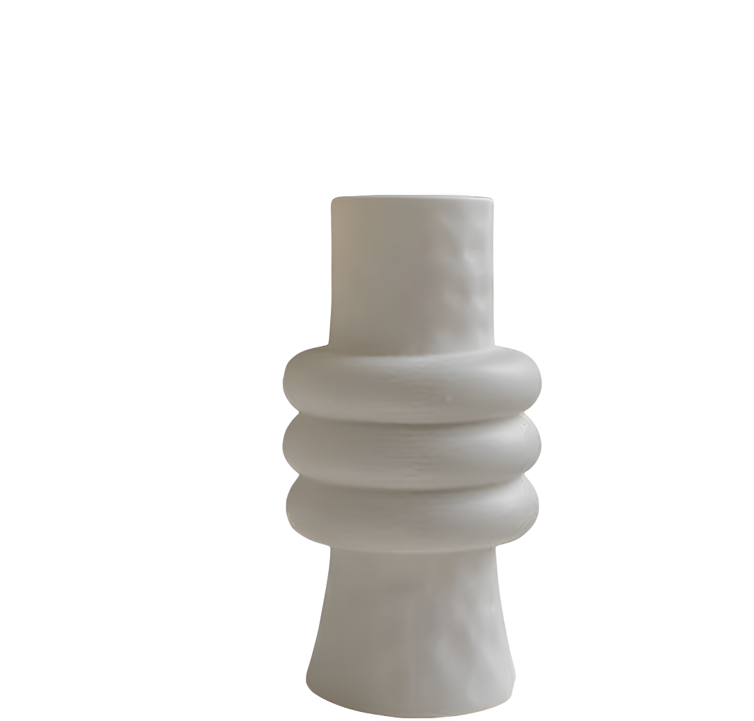 Elena Studio White Plain Ceramic Vase – Minimalist Polished Straight Design - Tavira Store | A Luxario Labs Ltd Brand. 
