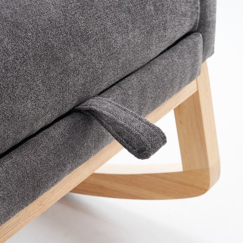 LuxeHaven Accent Rocking Chair with Footrest – High Back Rubber Wood Rocking Legs