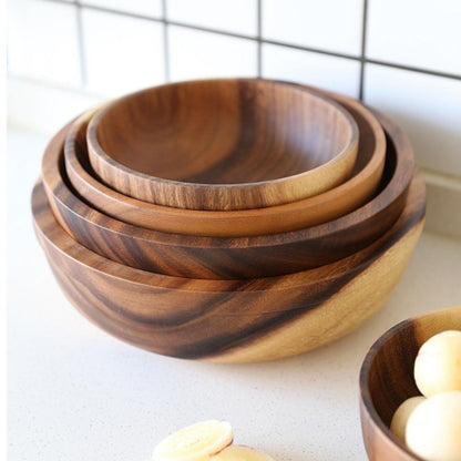 KiyomiCraft Japanese Natural Wooden Bowl – Handmade Food Container