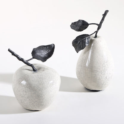 Minimalist Creative Crack White Marble Apple Pear Decoration