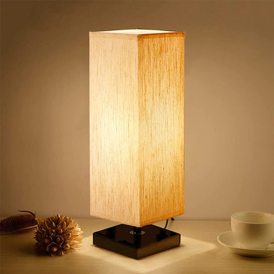 Modern  Square Cloth Covered Table Lamp