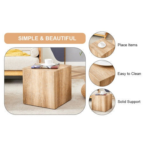 Woodform Square Coffee Table – Modern MDF Light Wood Texture, Minimalist Design, Ready-to-Use