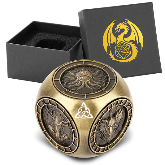 Diceoria 6-Pack Retro DND Dice Wheel Gift Set – Metal Polyhedral RPG Game Accessories