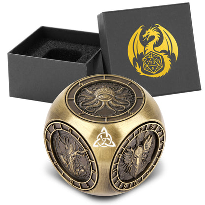 Diceoria 6-Pack Retro DND Dice Wheel Gift Set – Metal Polyhedral RPG Game Accessories