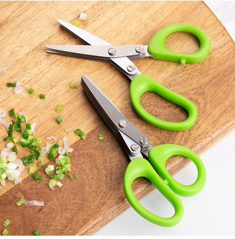HerbiCut Multi-Layer Stainless Steel Kitchen Scissors – Quick Cutting Tool for Herbs, Onions, Seaweed & Spices