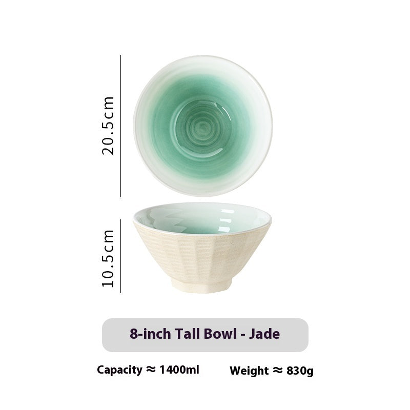 Premium Retro Kiln Baked Household Ceramic Large Ramen Bowl